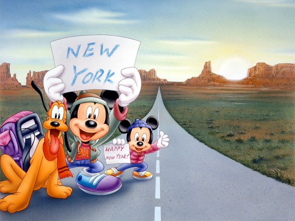 Fond d'ecran Mickey sur la route