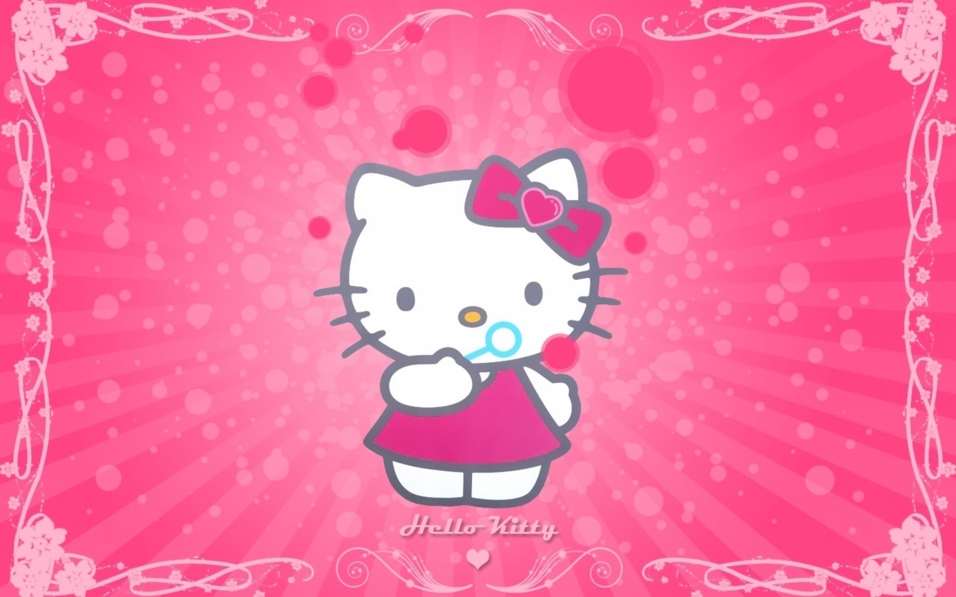 Fond d'ecran Hello Kitty fait des bulles