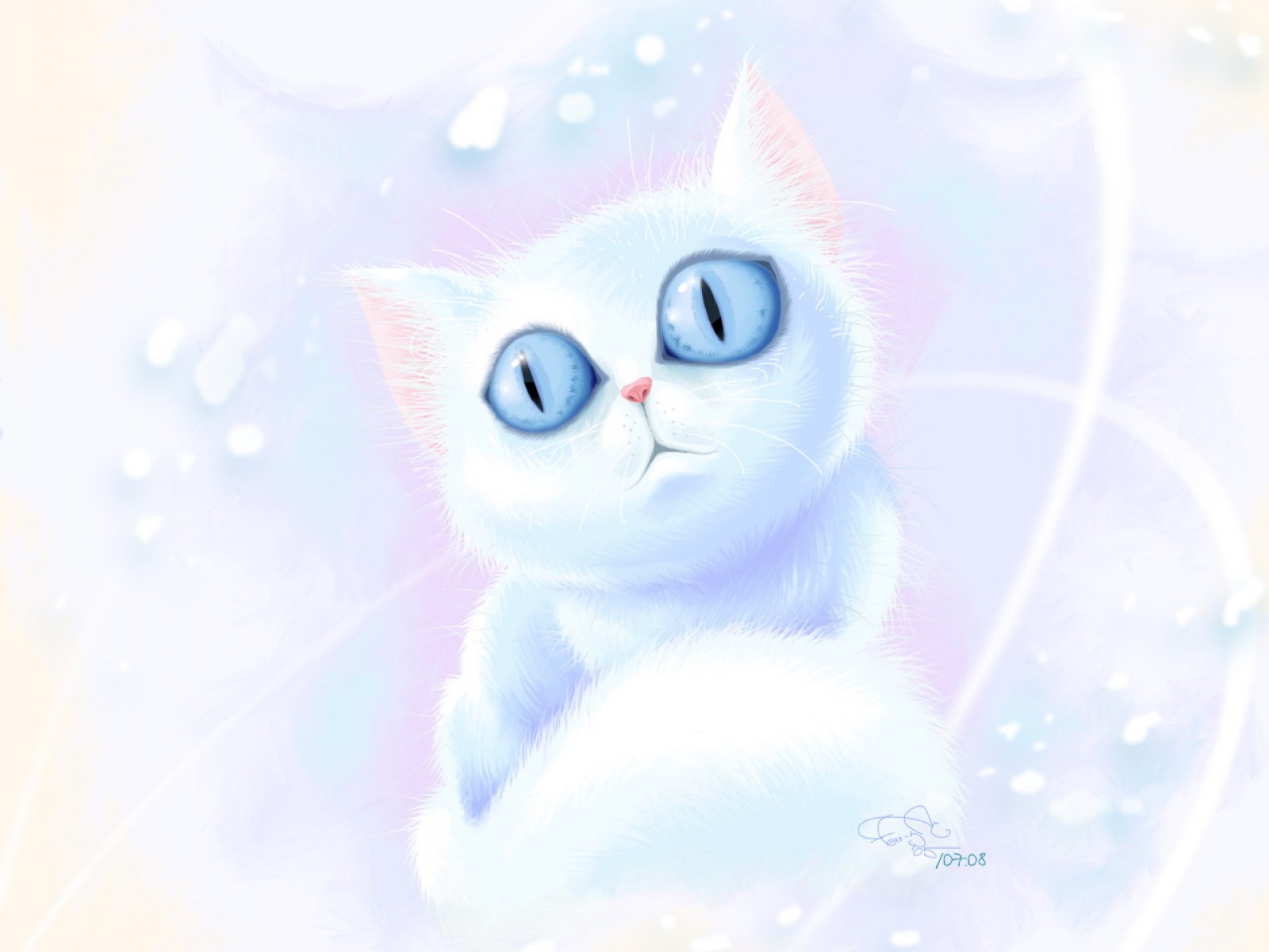 Fond d'ecran Petit chat blanc mignon