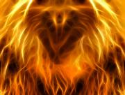 Lion en flammes