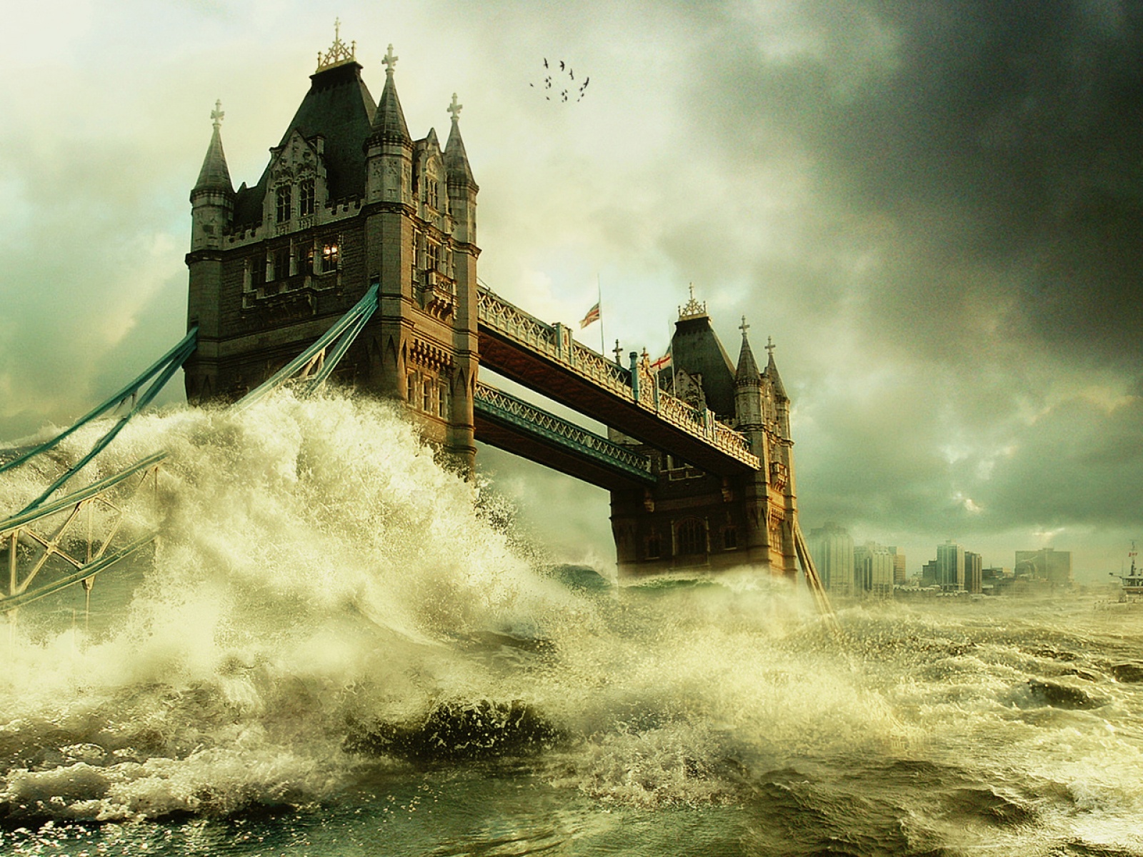 Fond d'ecran Londres sous l'eau