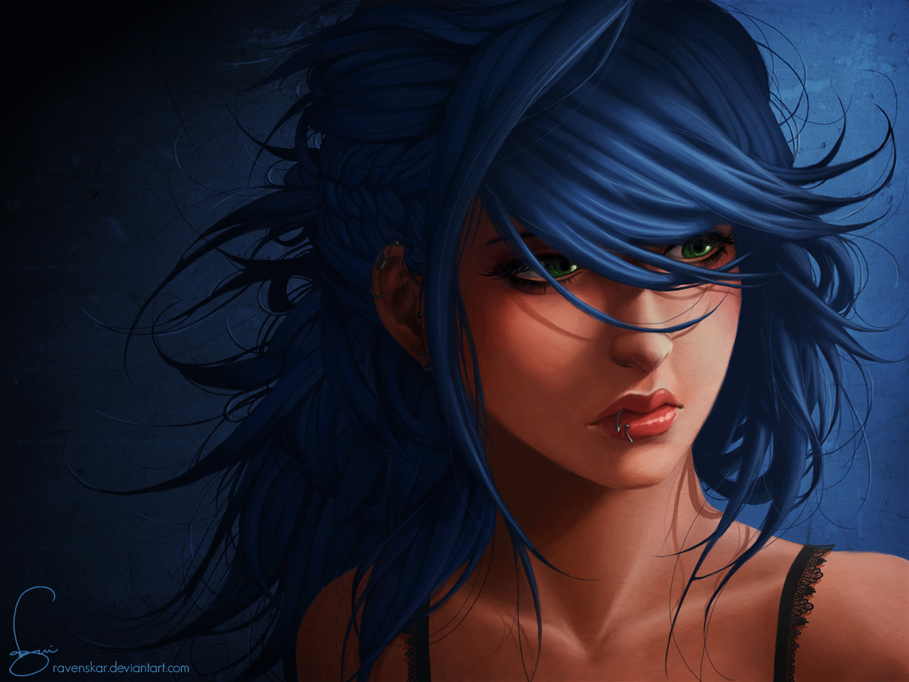 Fond d'ecran Blue Hair Girl