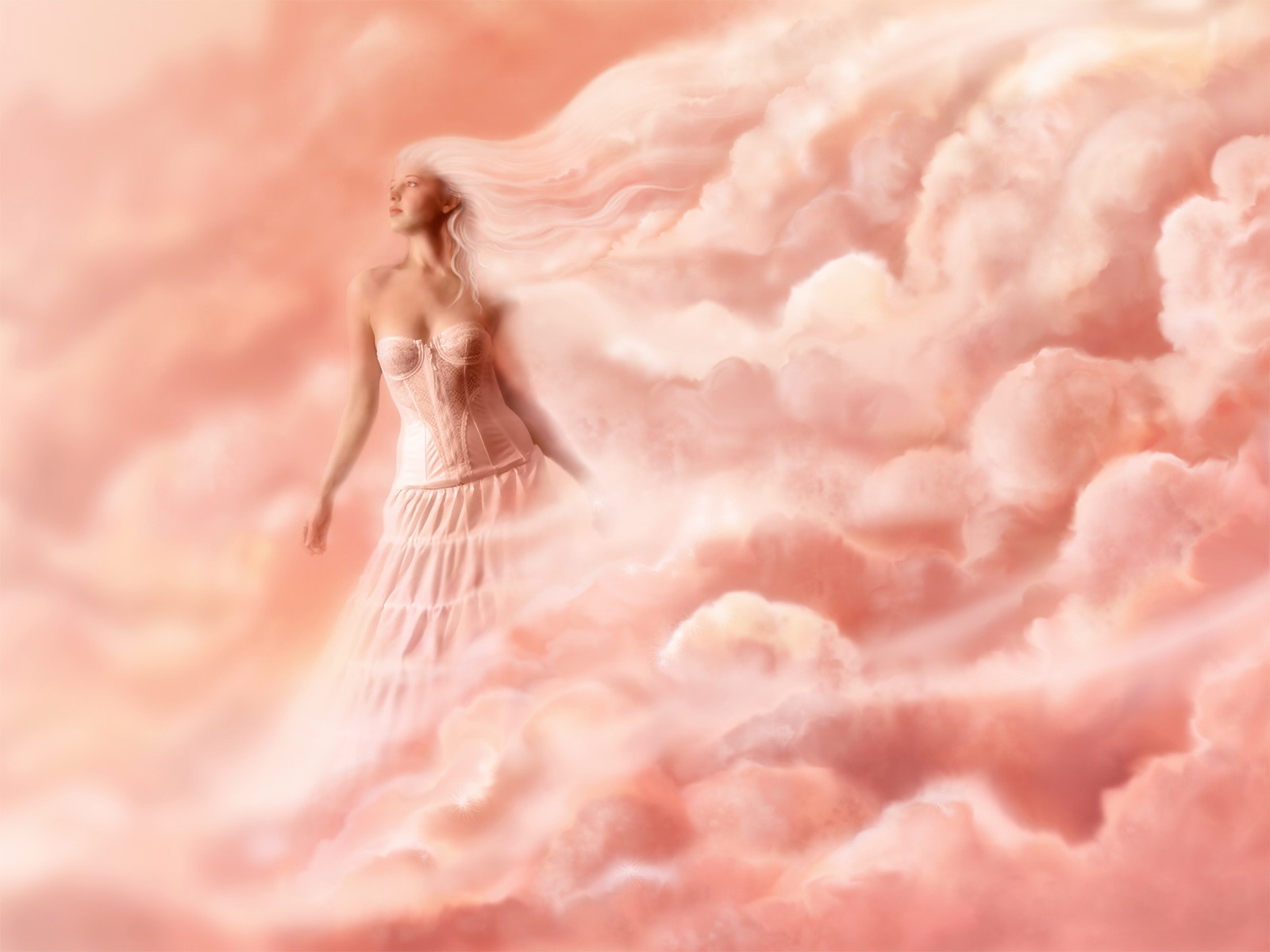 Fond d'ecran Femme des nuages