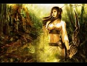Femme guerriere dans la jungle