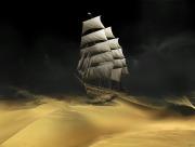 Bateau navigant dans le sable