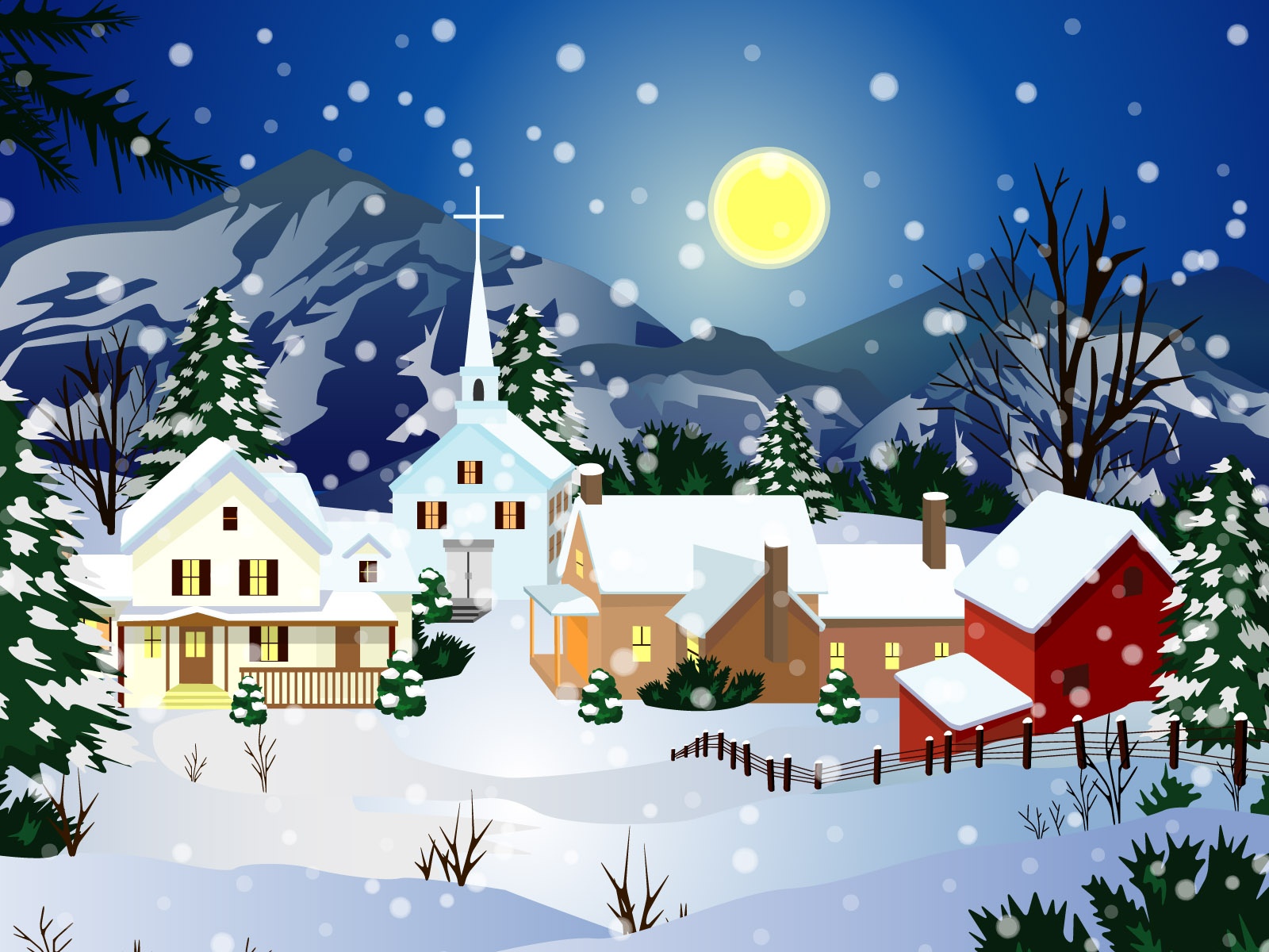 Fond ecran : Village sous la neige de Noel - Id : 3923 - Rubrique de l ...
