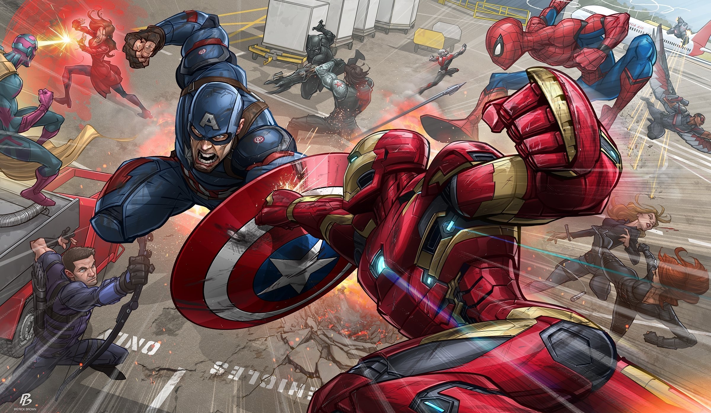 Fond d'ecran Iron Man vs Captain America Comics