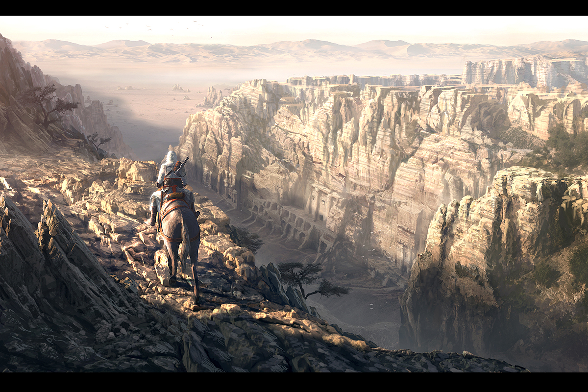 Fond d'ecran A cheval sur la falaise - Assassin's Creed