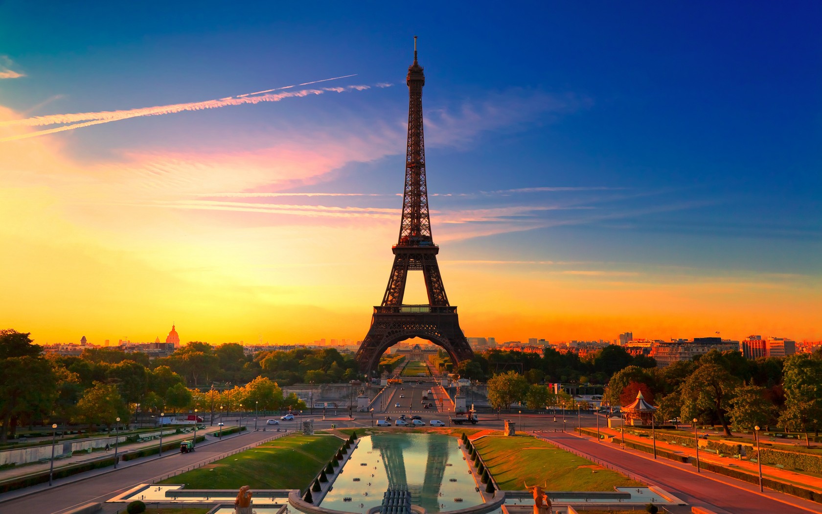 Fond d'ecran Couché de soleil Tour Eiffel