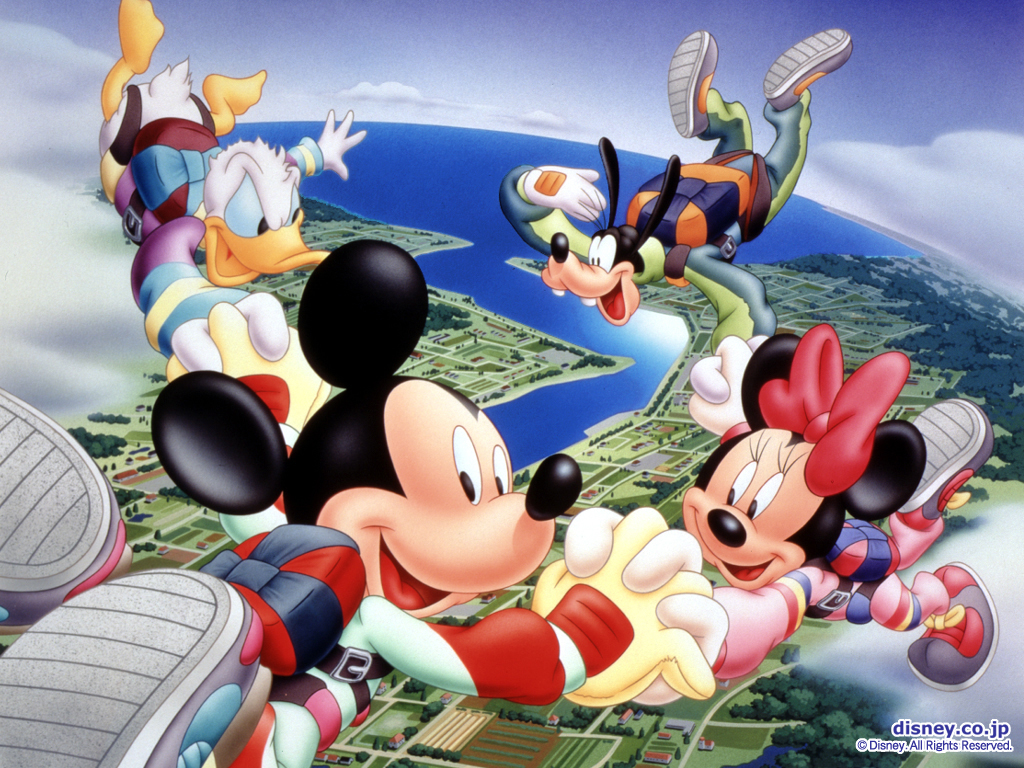 Fond d'ecran Mickey Donald en parachute