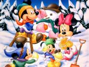 Mickey Minnie et les enfants  la neige
