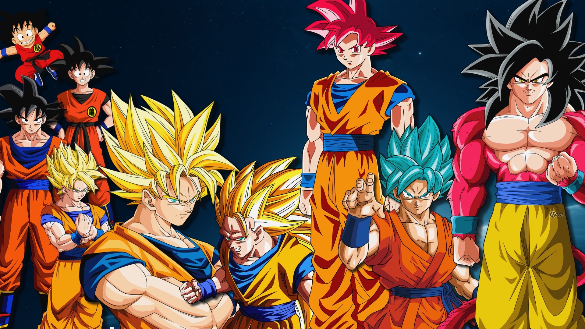 Fond d'ecran Goku versions