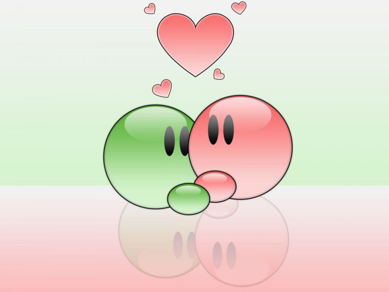 Fond d'ecran Amour vert et rose