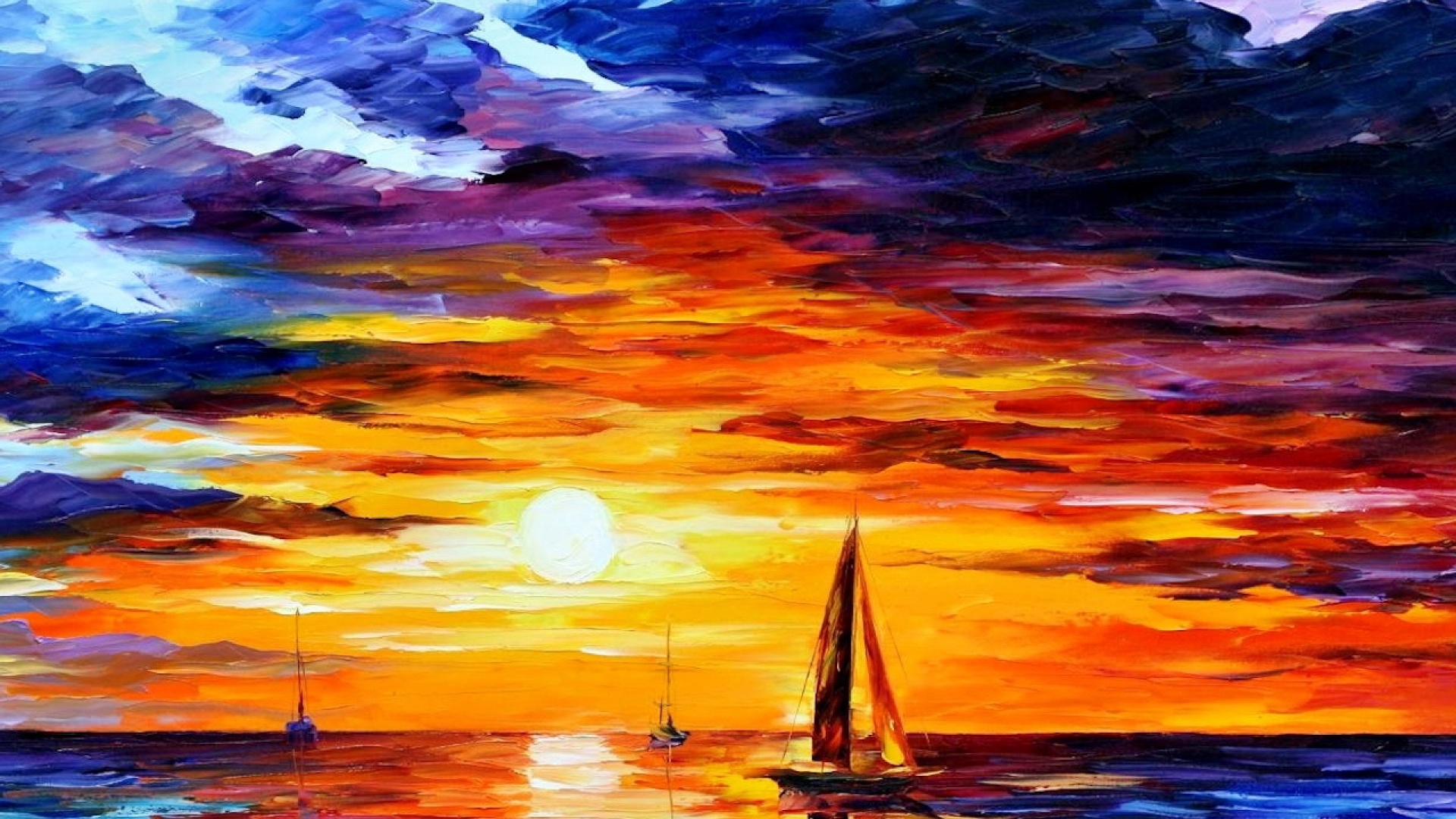 Fond d'ecran Peinture Mer Voile