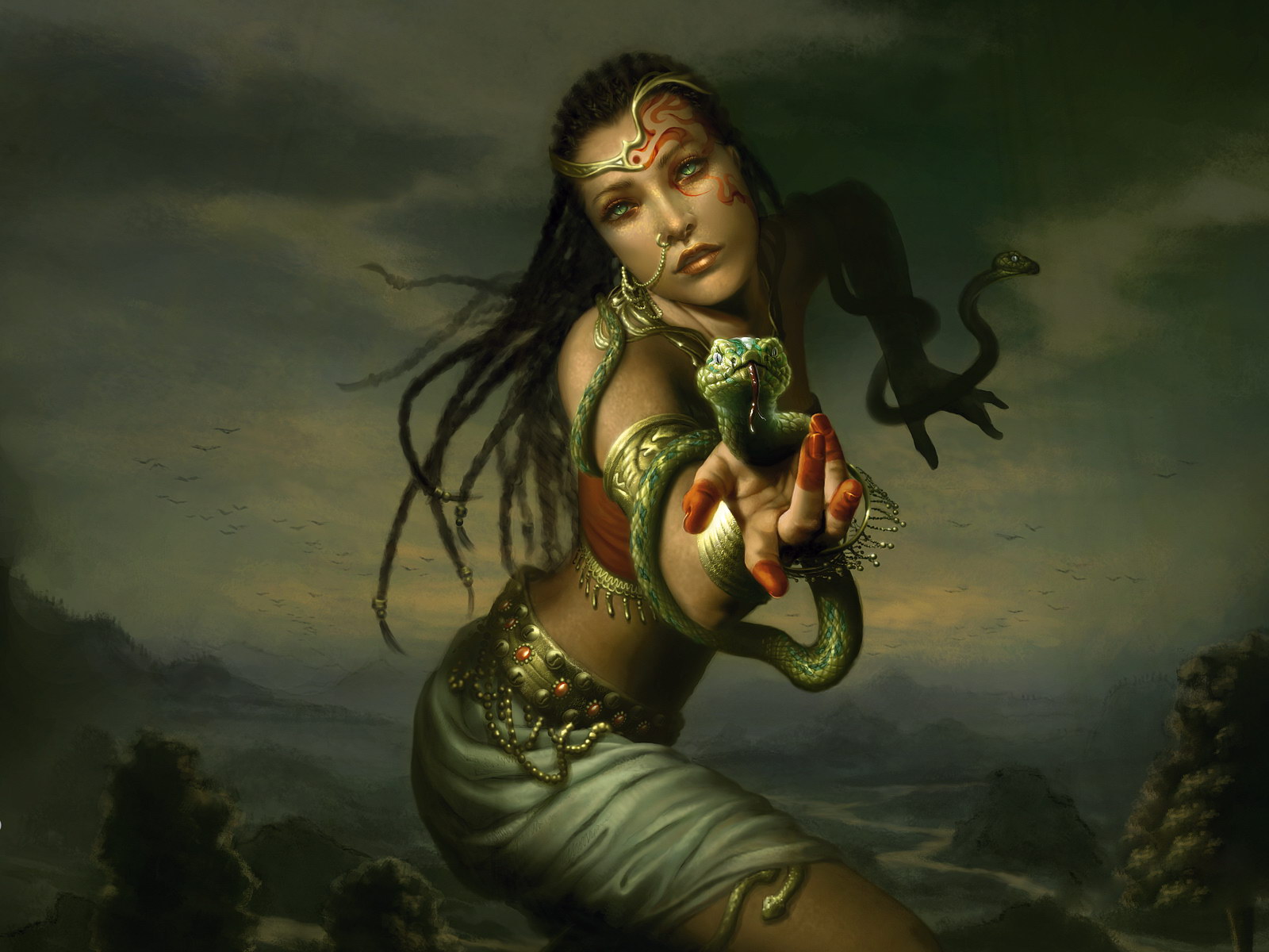 Fond d'ecran Femme au serpent