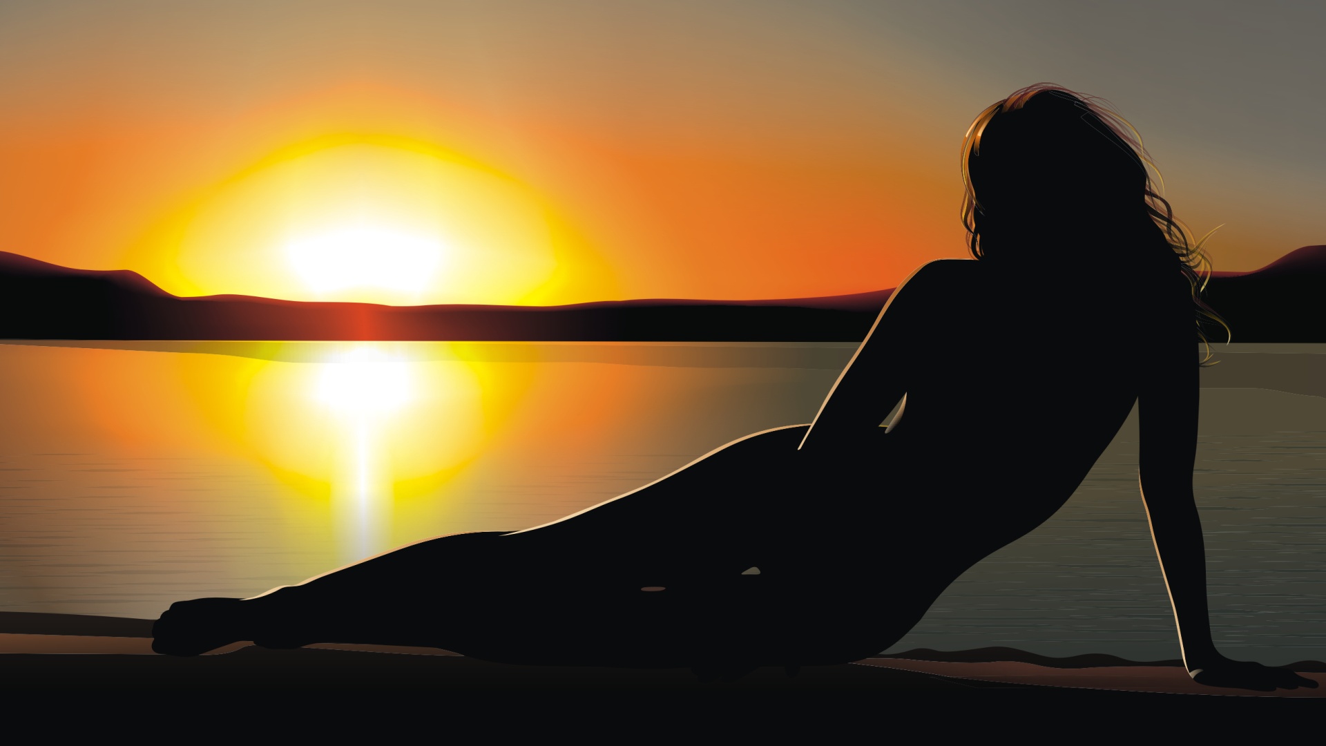 Fond d'ecran Seule au couch du soleil