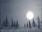 Sapins sous la neige de Noel