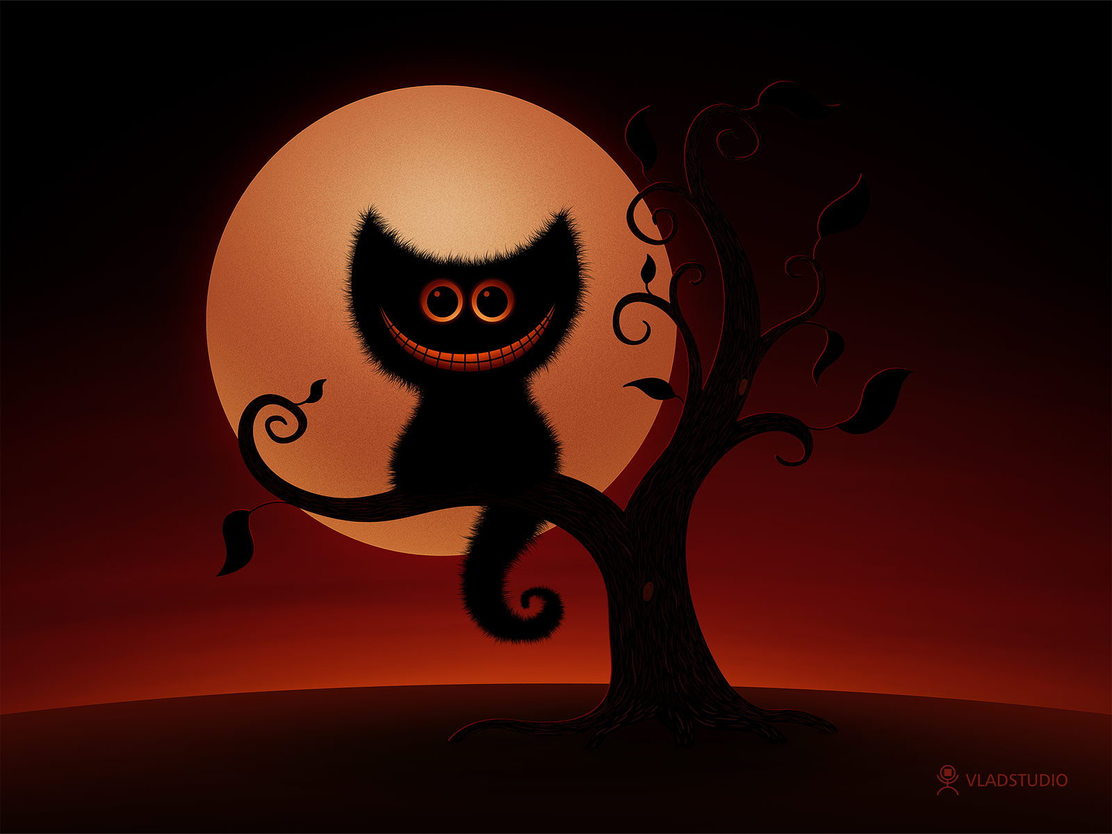 Fond d'ecran Chat nuit d'Halloween