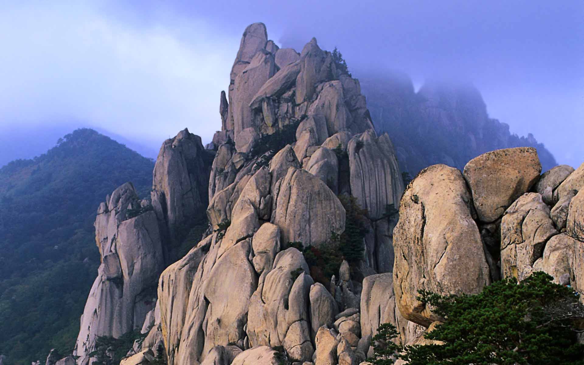 Fond d'ecran Falaise dans la brume