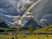 Arc-en-ciel sur lac