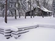 Chalet enneig dans les bois