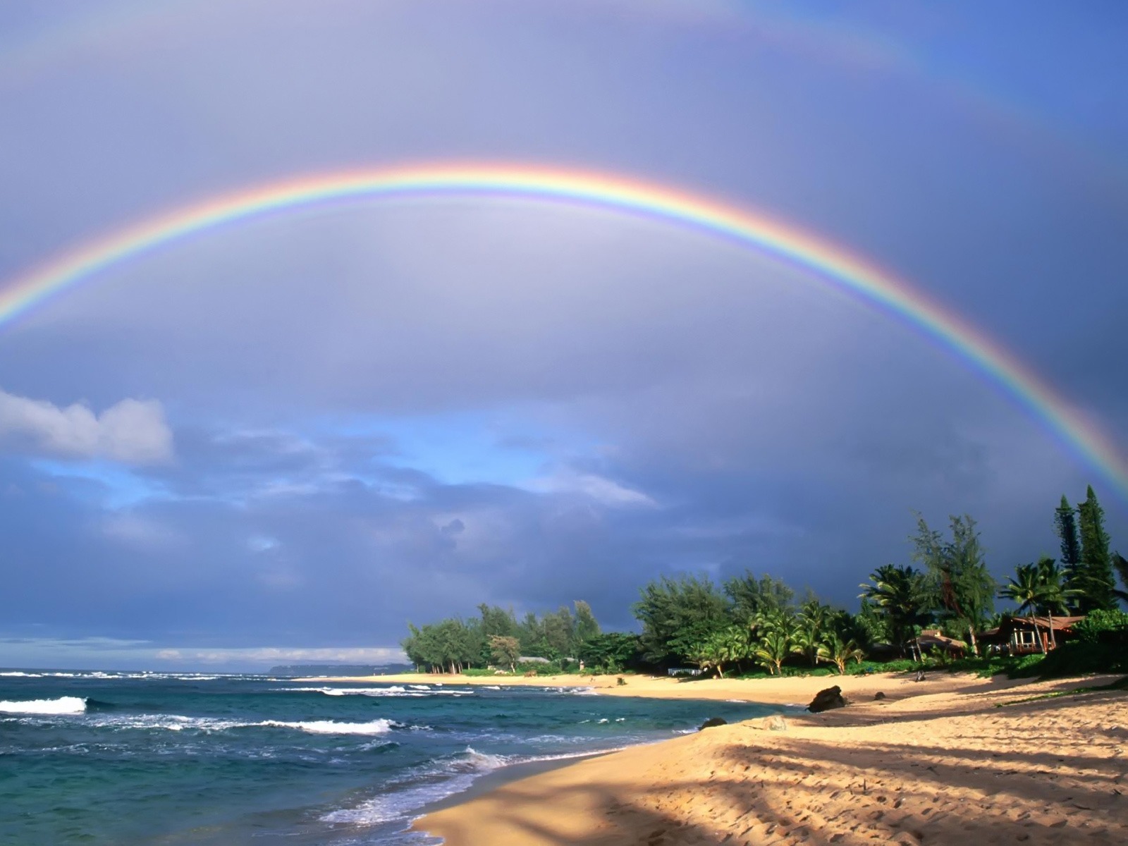 Fond d'ecran Plage et arc en ciel