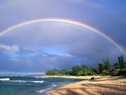 Plage et arc en ciel