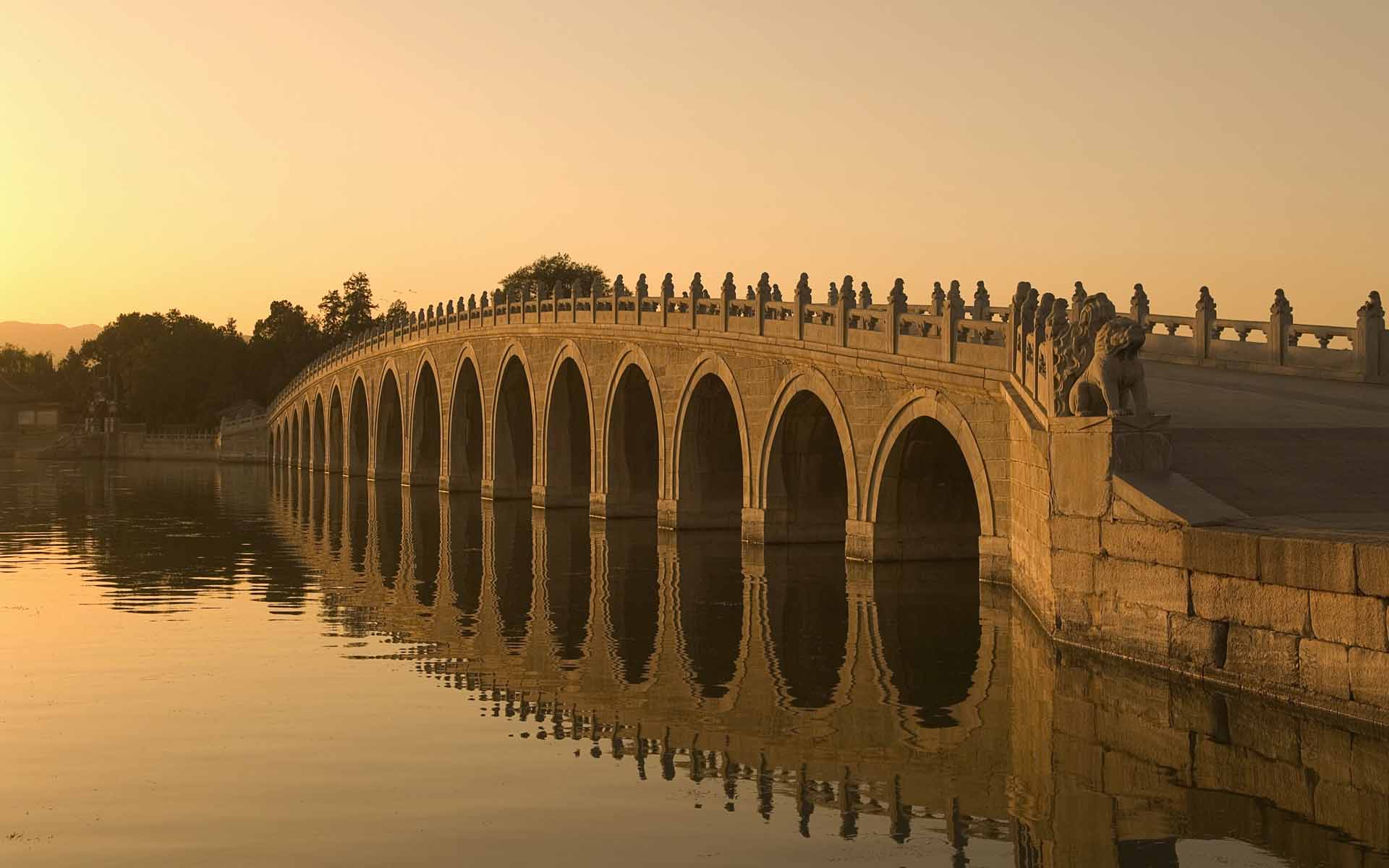 Fond d'ecran Pont et couch de soleil