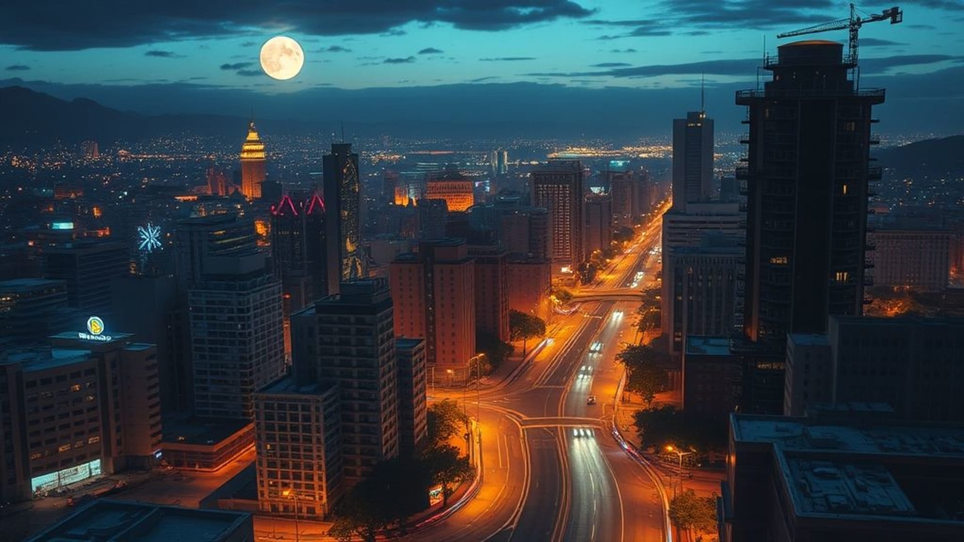 paysages urbains futuristes la nuit illuminée