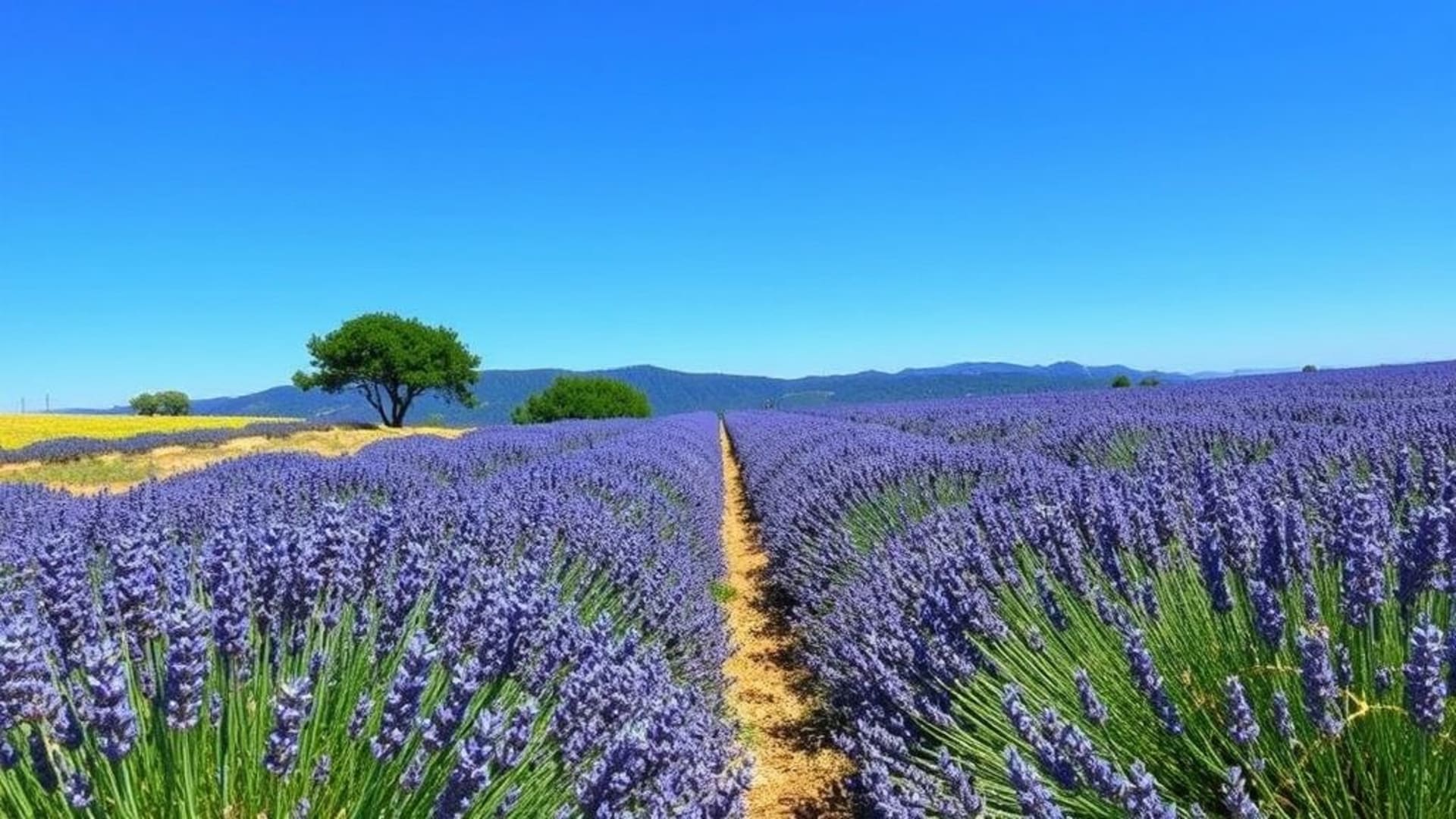 champs de lavande en Provence sous un ciel bleu clair