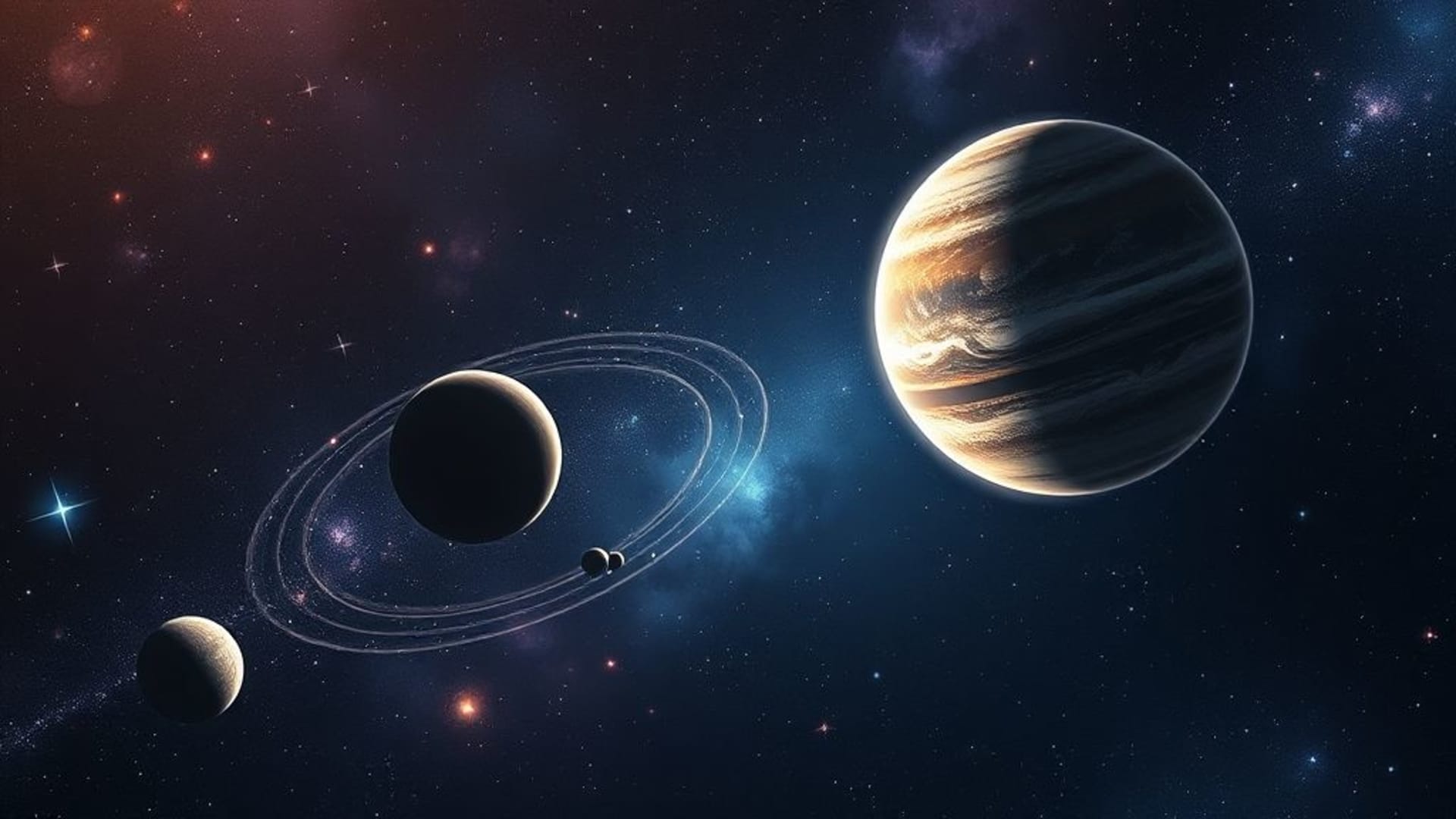 planètes et étoiles en proximité dans un cosmos imaginaire