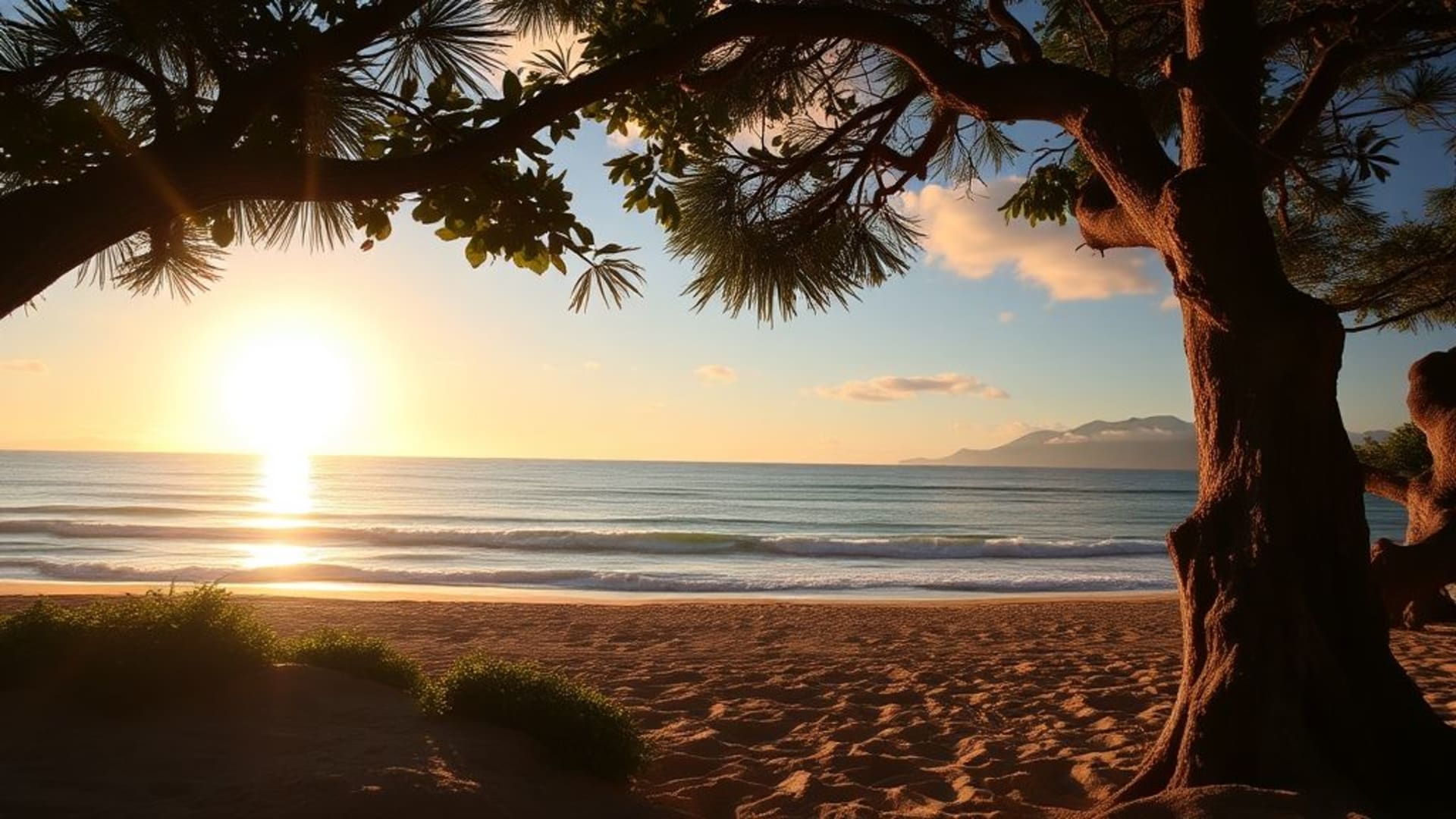 séries de couchers de soleil sur différentes plages paradisiaques