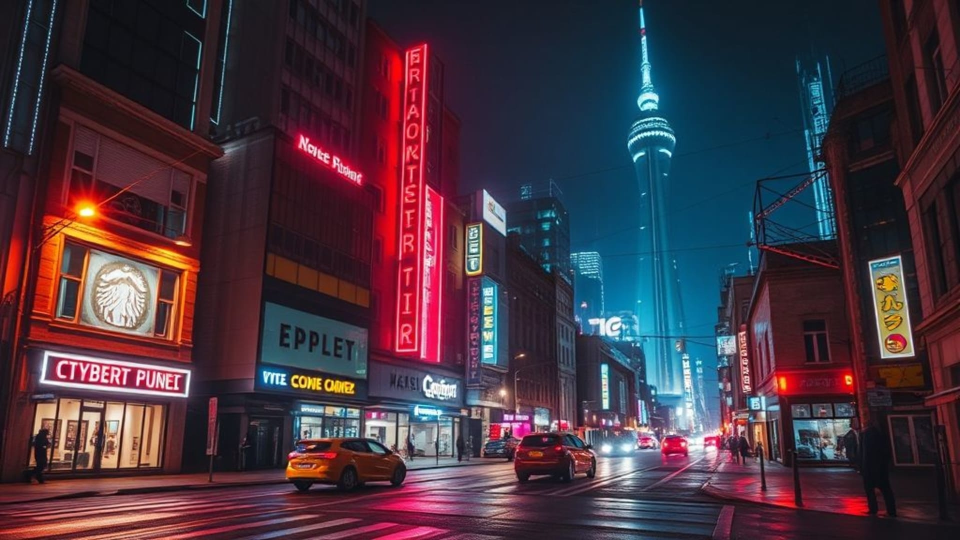 effets de lumière néon dans une ville cyberpunk