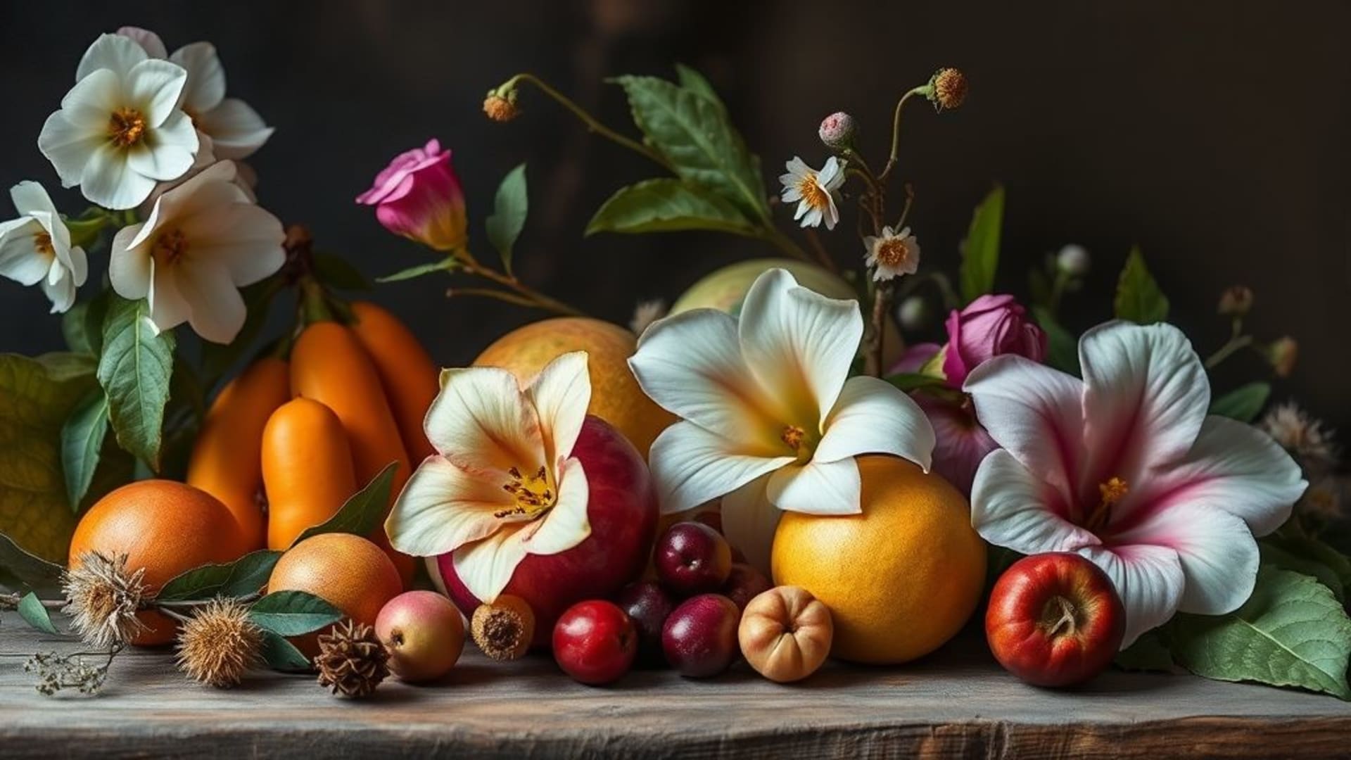 portraits de nature morte avec fruits et fleurs