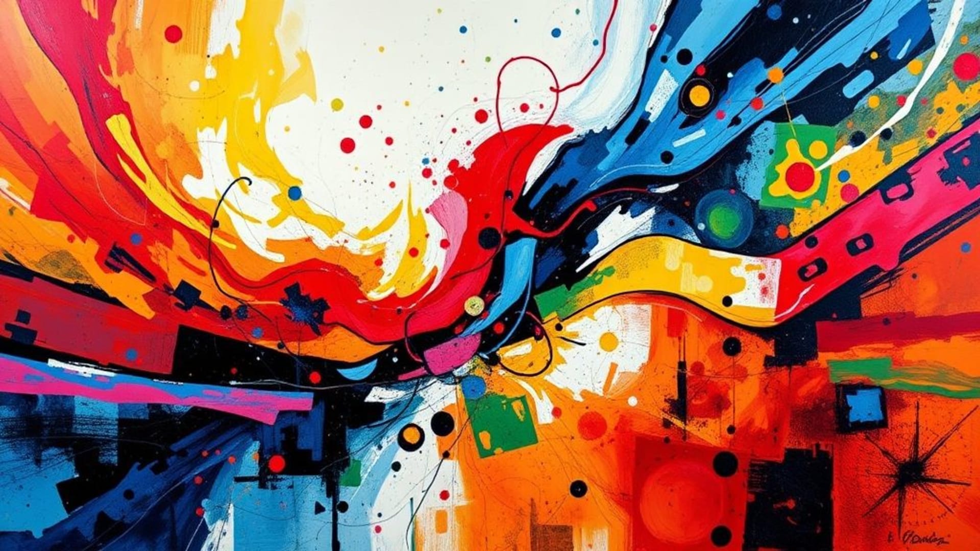 art abstrait aux couleurs vives et formes dynamiques