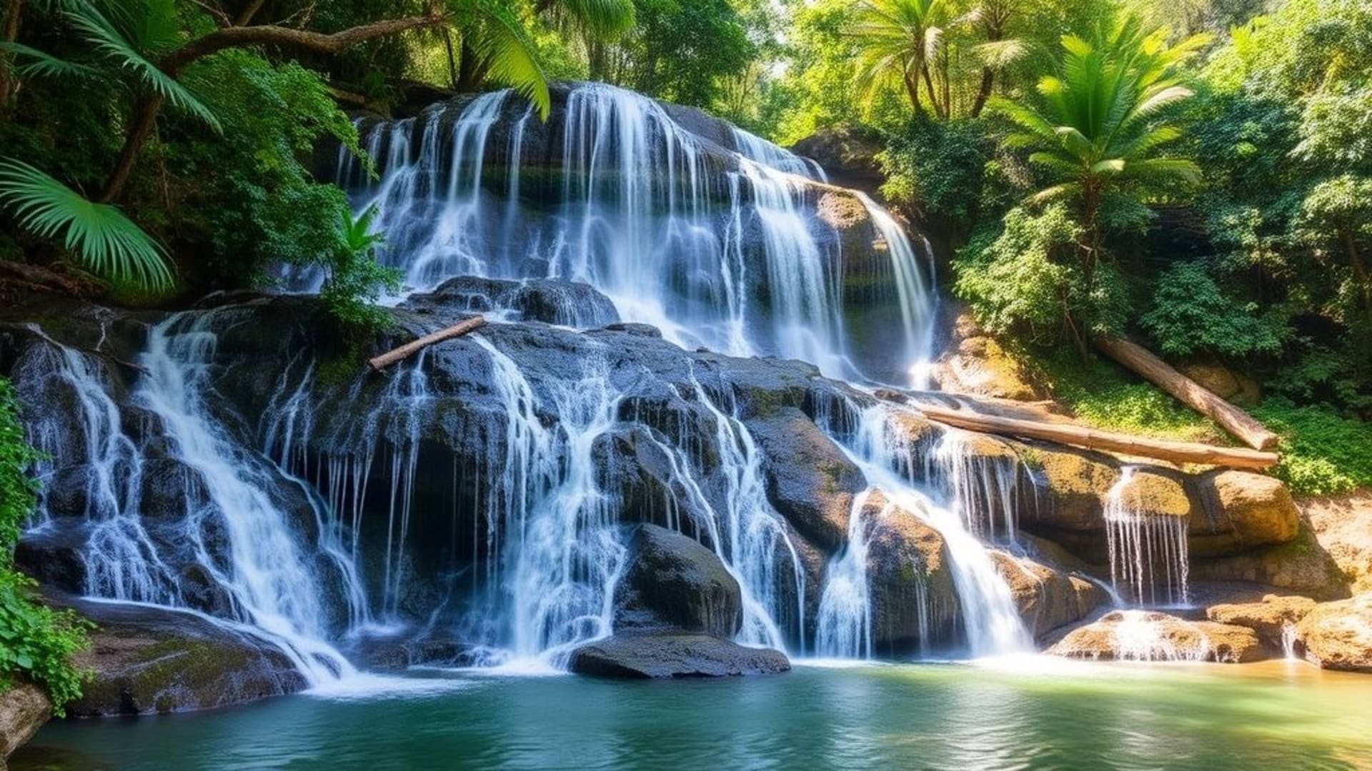 cascades spectaculaires en forêt tropicale