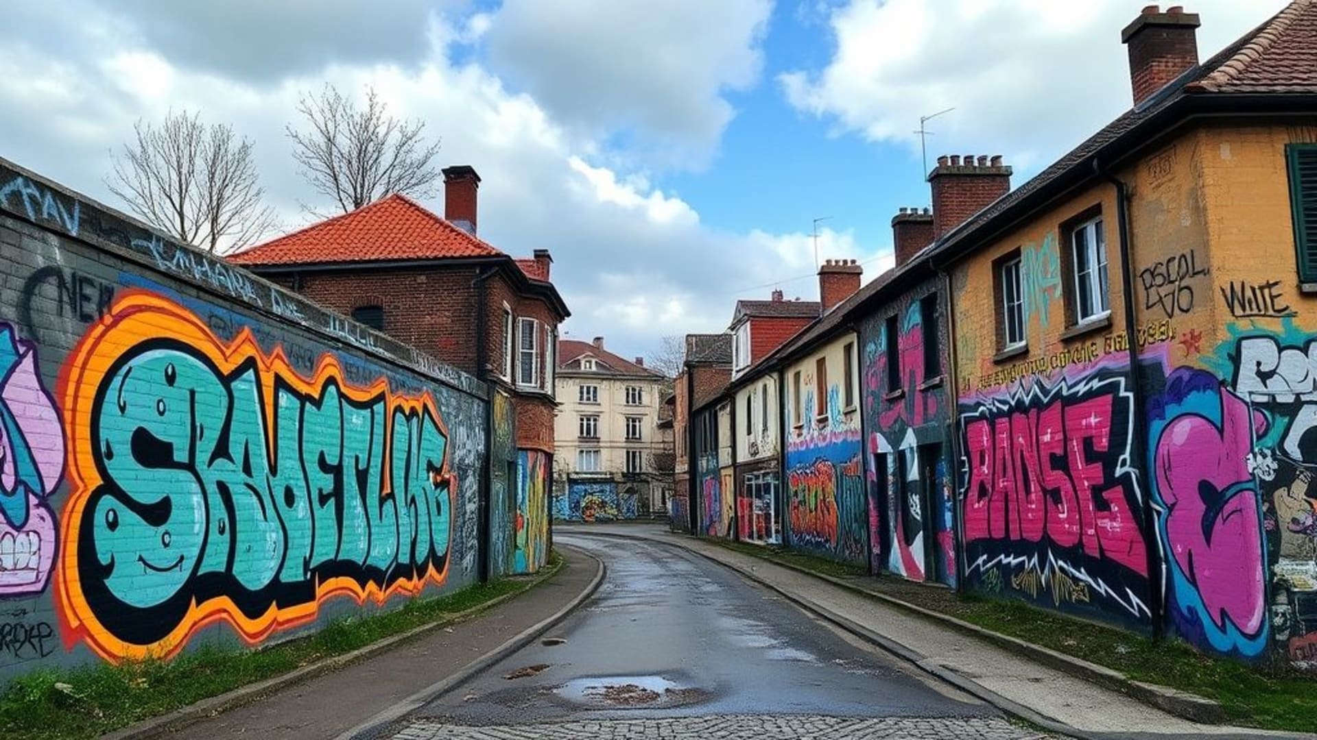 œuvres d'art graffiti colorées en ville