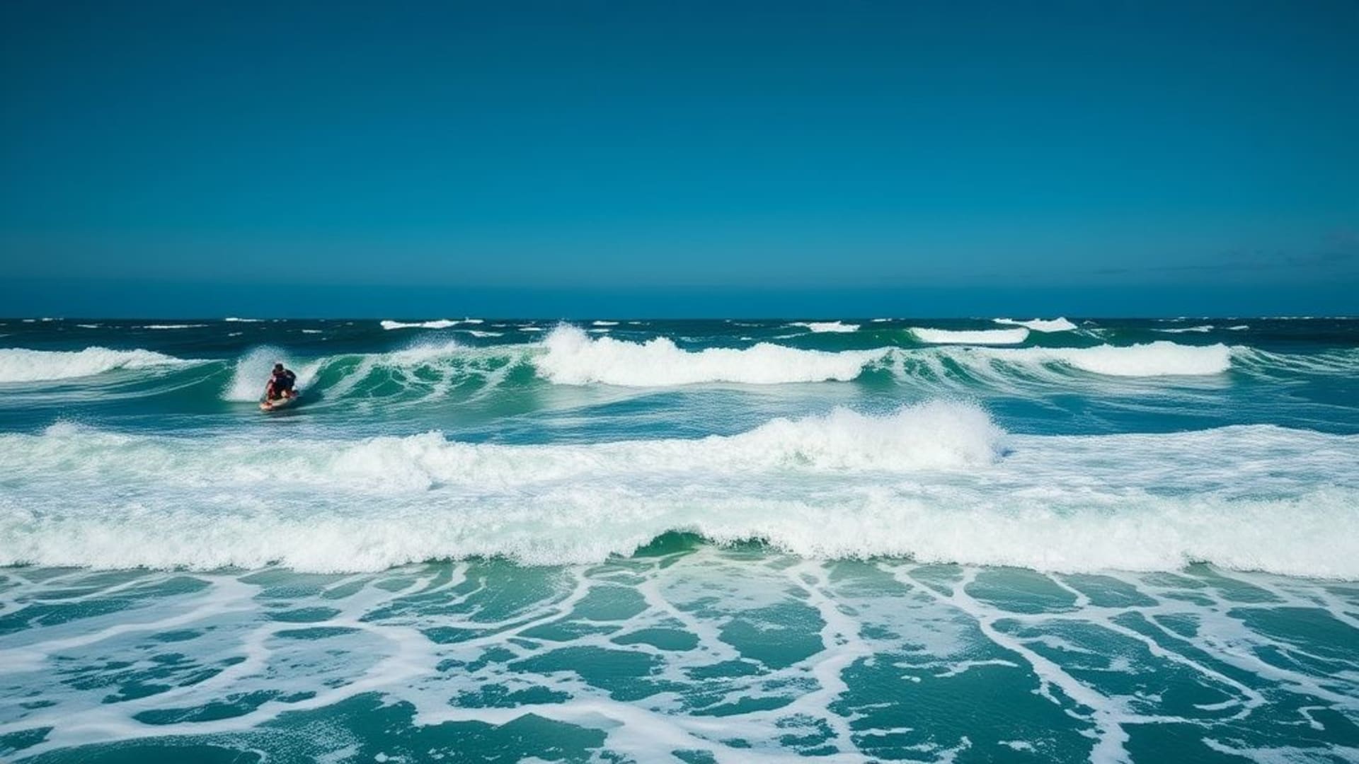 océans agités sous ciel orageux