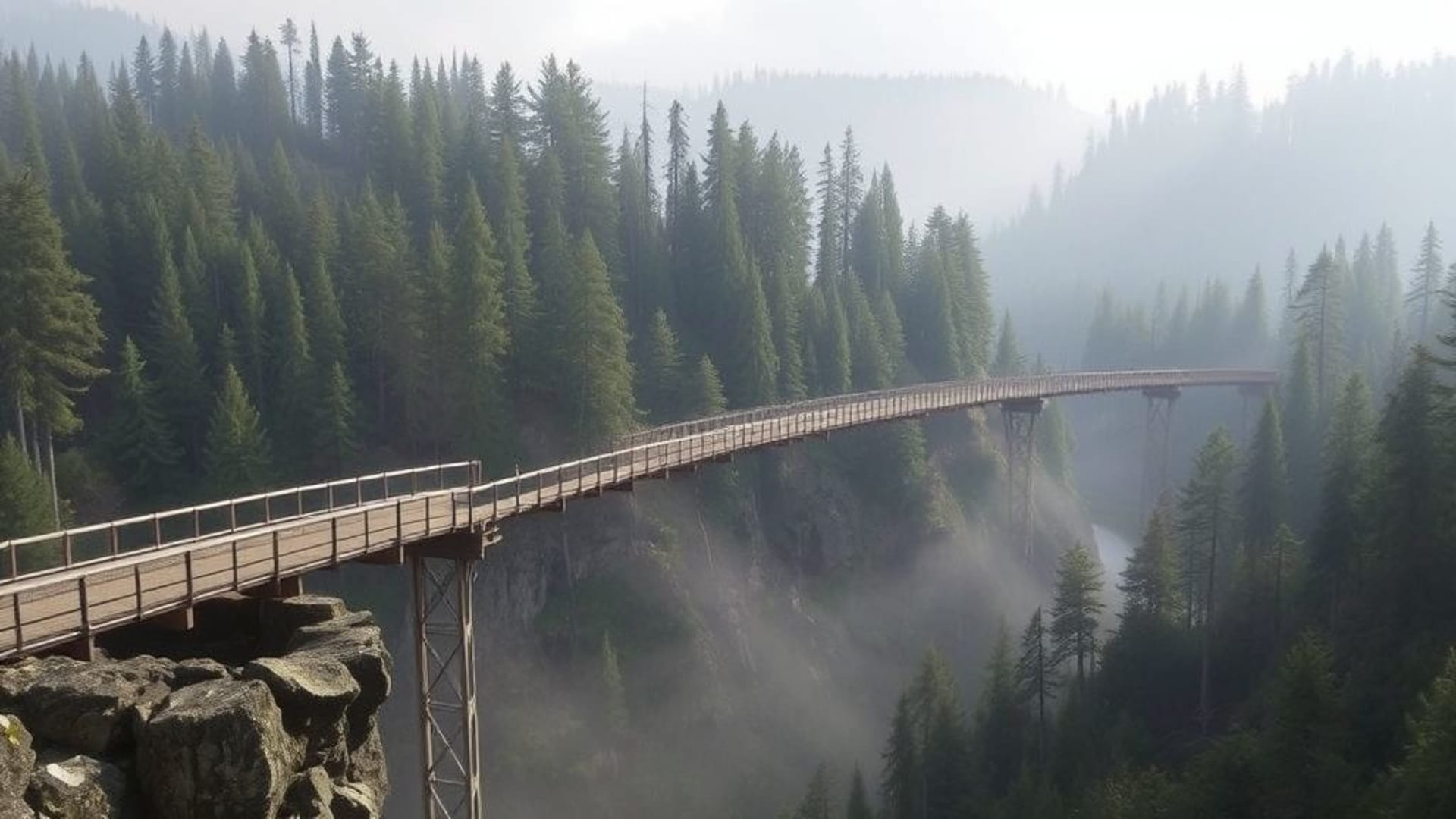 ponts suspendus dans forêts verdoyantes
