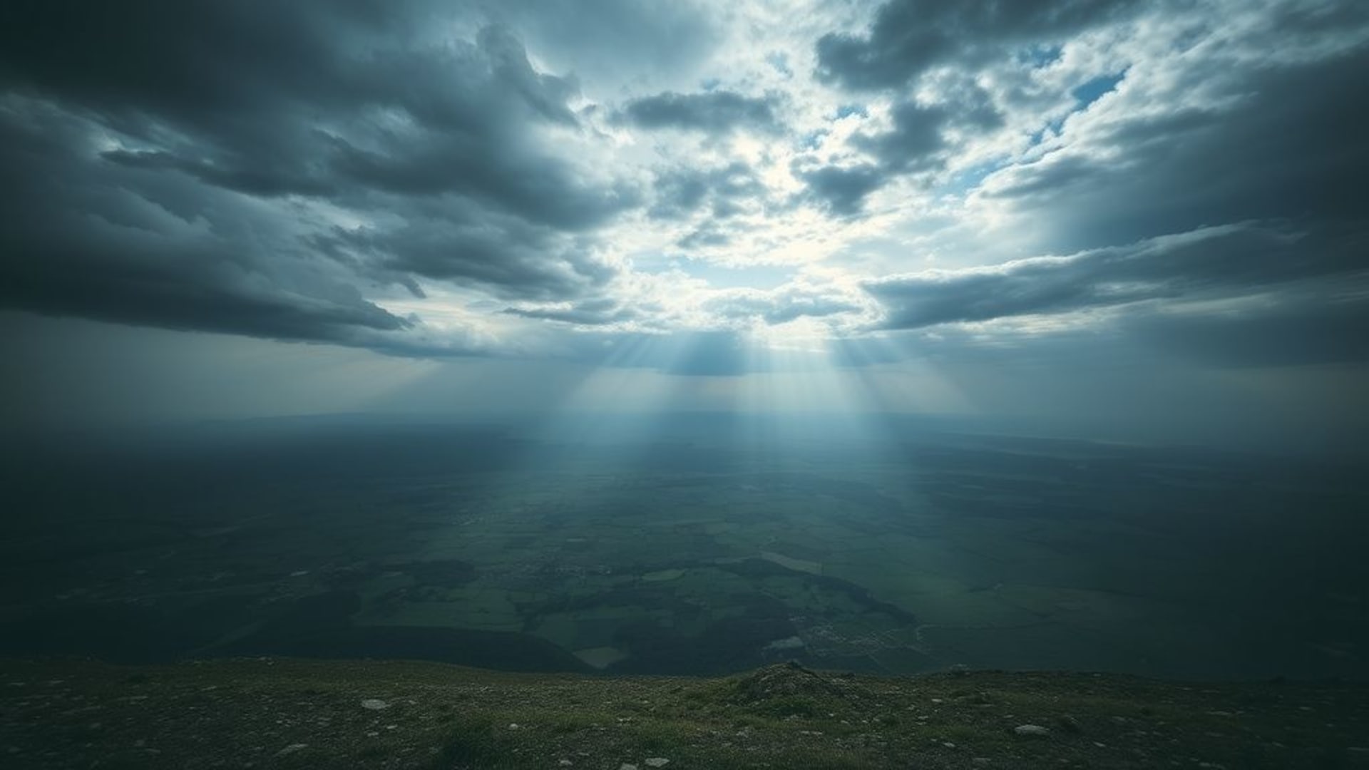 vastes plaines sous ciel orageux dramatique