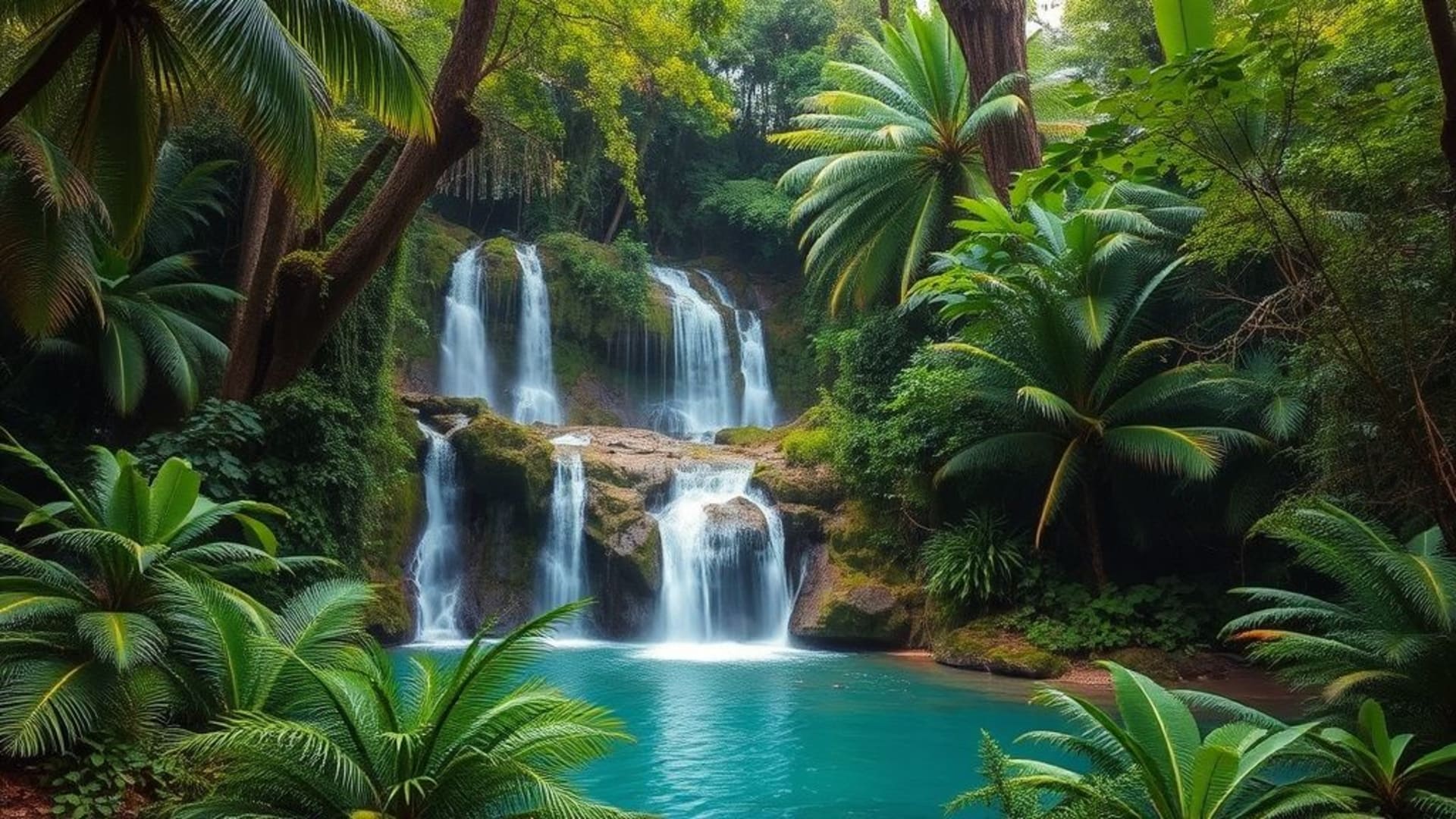 forêts tropicales luxuriantes avec cascades et vie sauvage vibrante