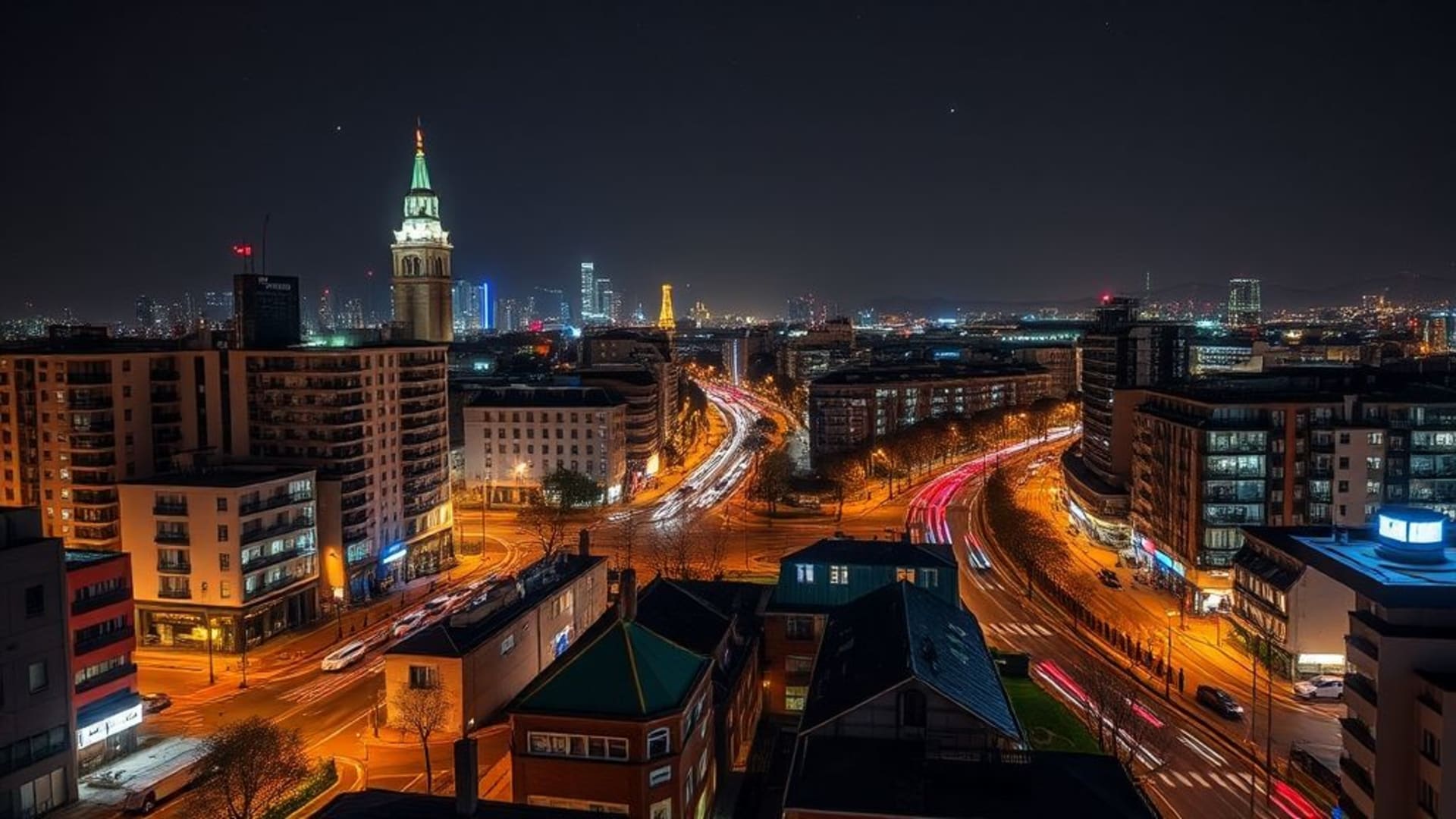 villes futuristes illuminées la nuit avec gratte-ciel innovants et véhicules volants