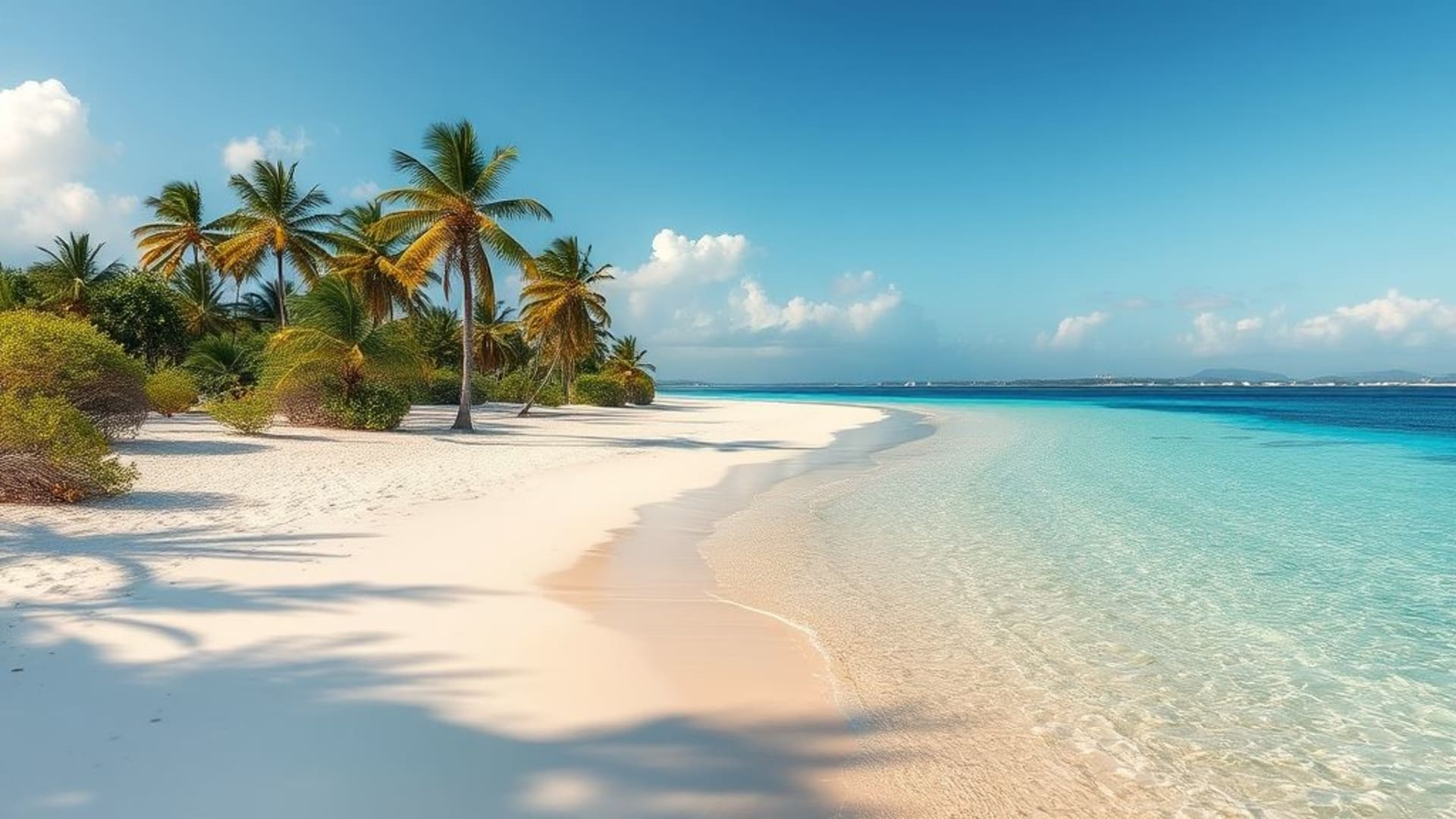 plages paradisiaques de sable blanc avec eaux turquoise translucides et palmiers