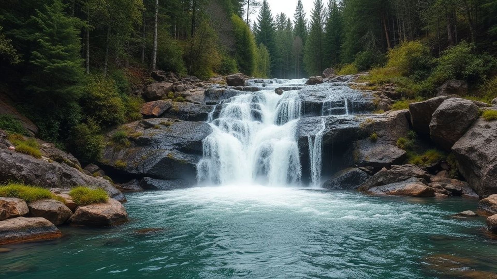 chutes d’eau puissantes dans des paysages sauvages et isolés