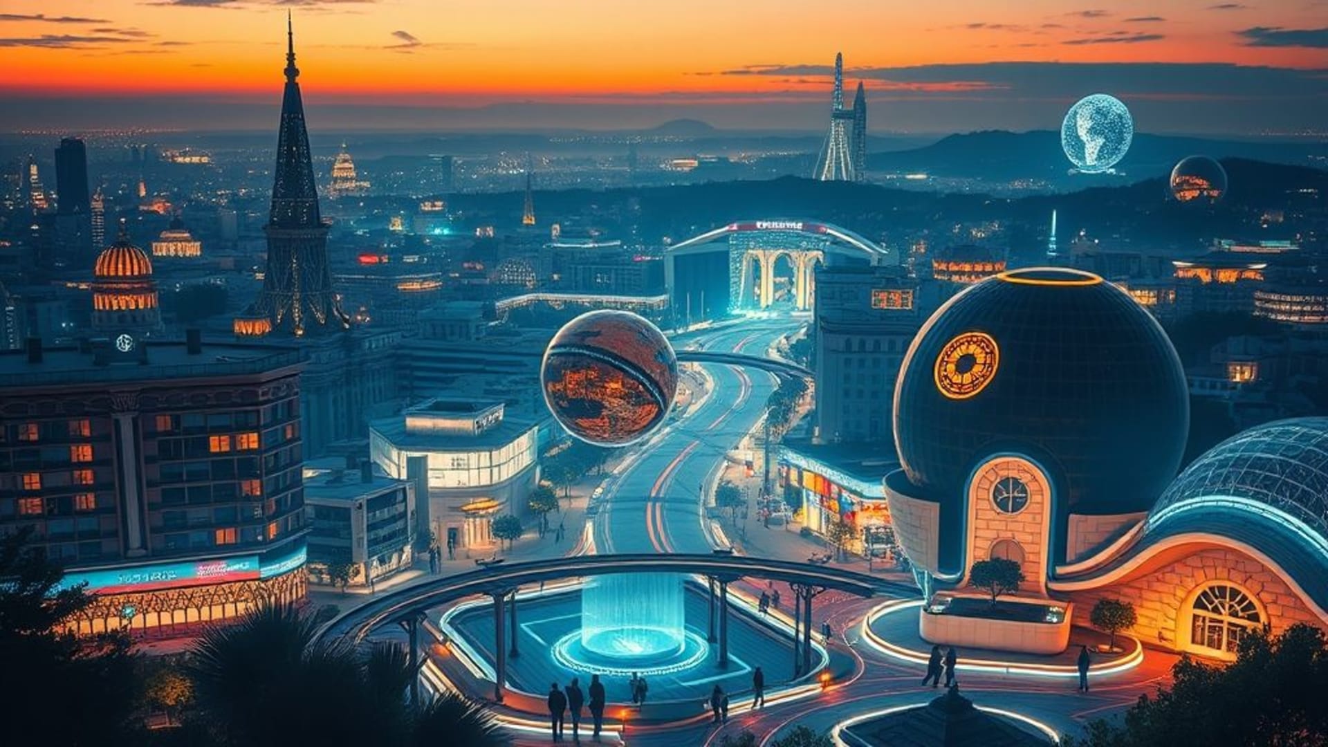 villes futuristes illuminées avec néons néons et architecture innovante