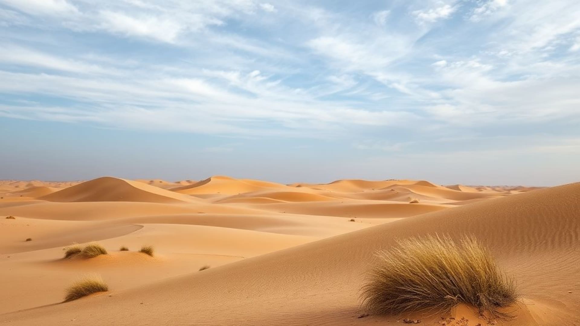 paysages désertiques avec dunes de sable et ciel orageux