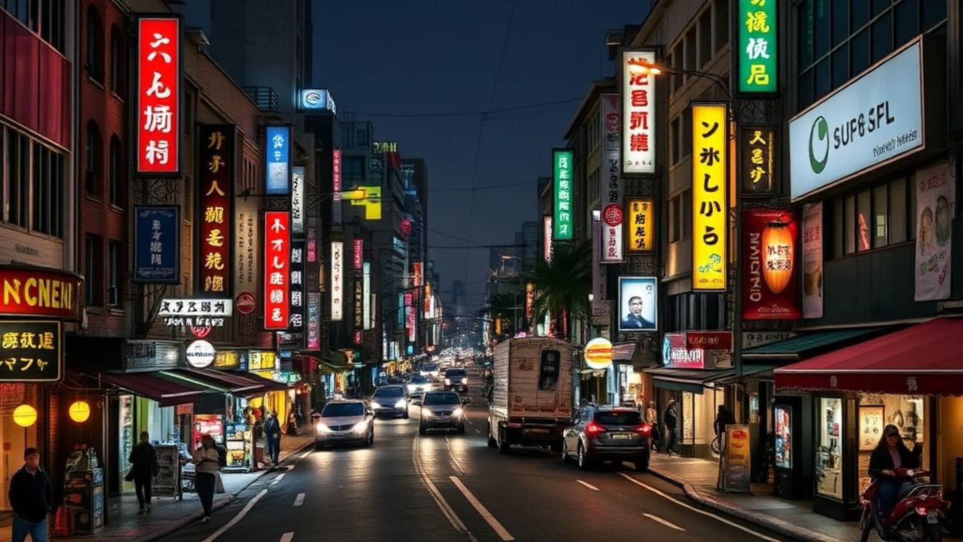 scènes de rues vibrantes d'une métropole asiatique la nuit