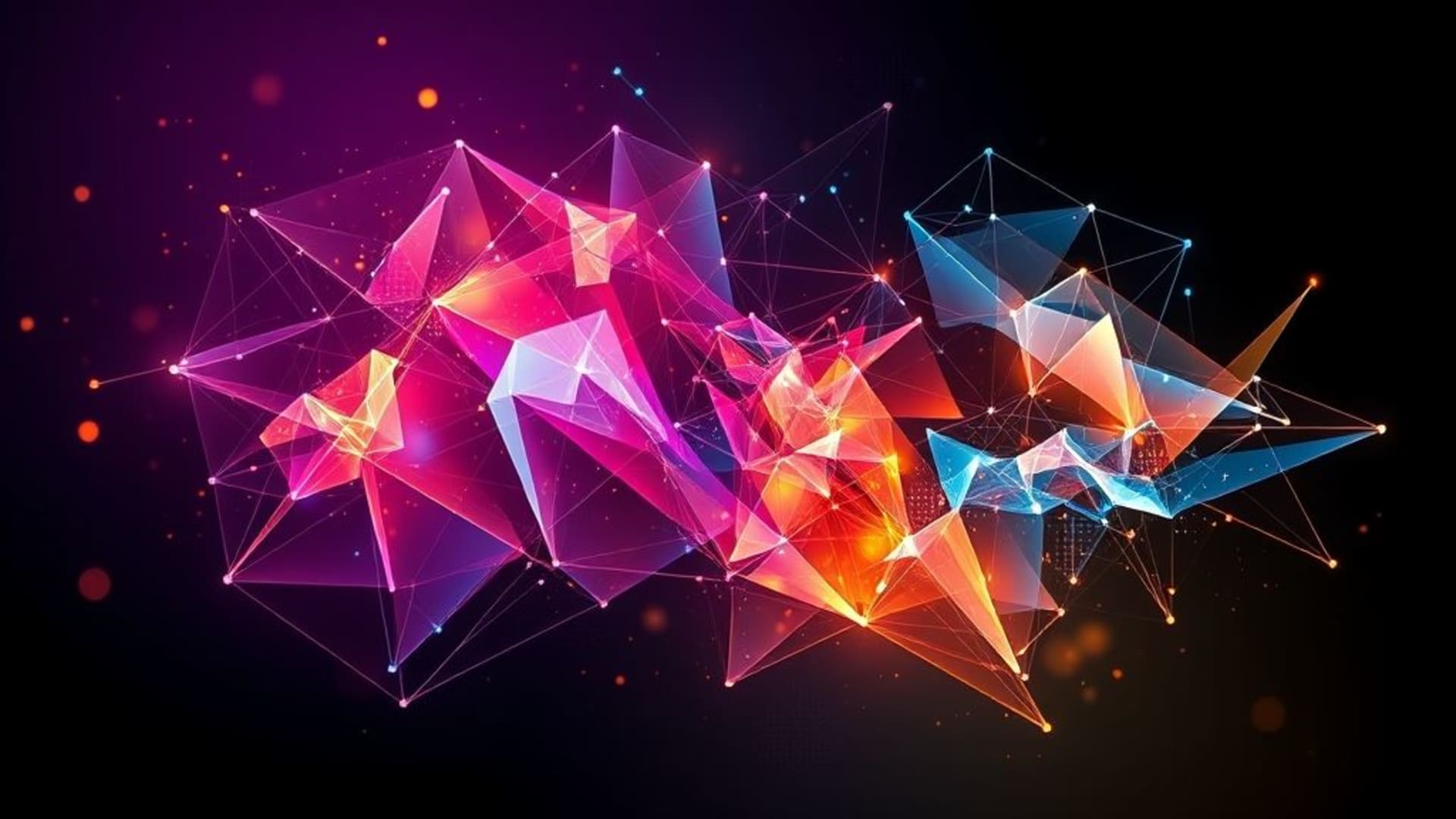 art numérique abstrait avec formes géométriques colorées et effets de lumière