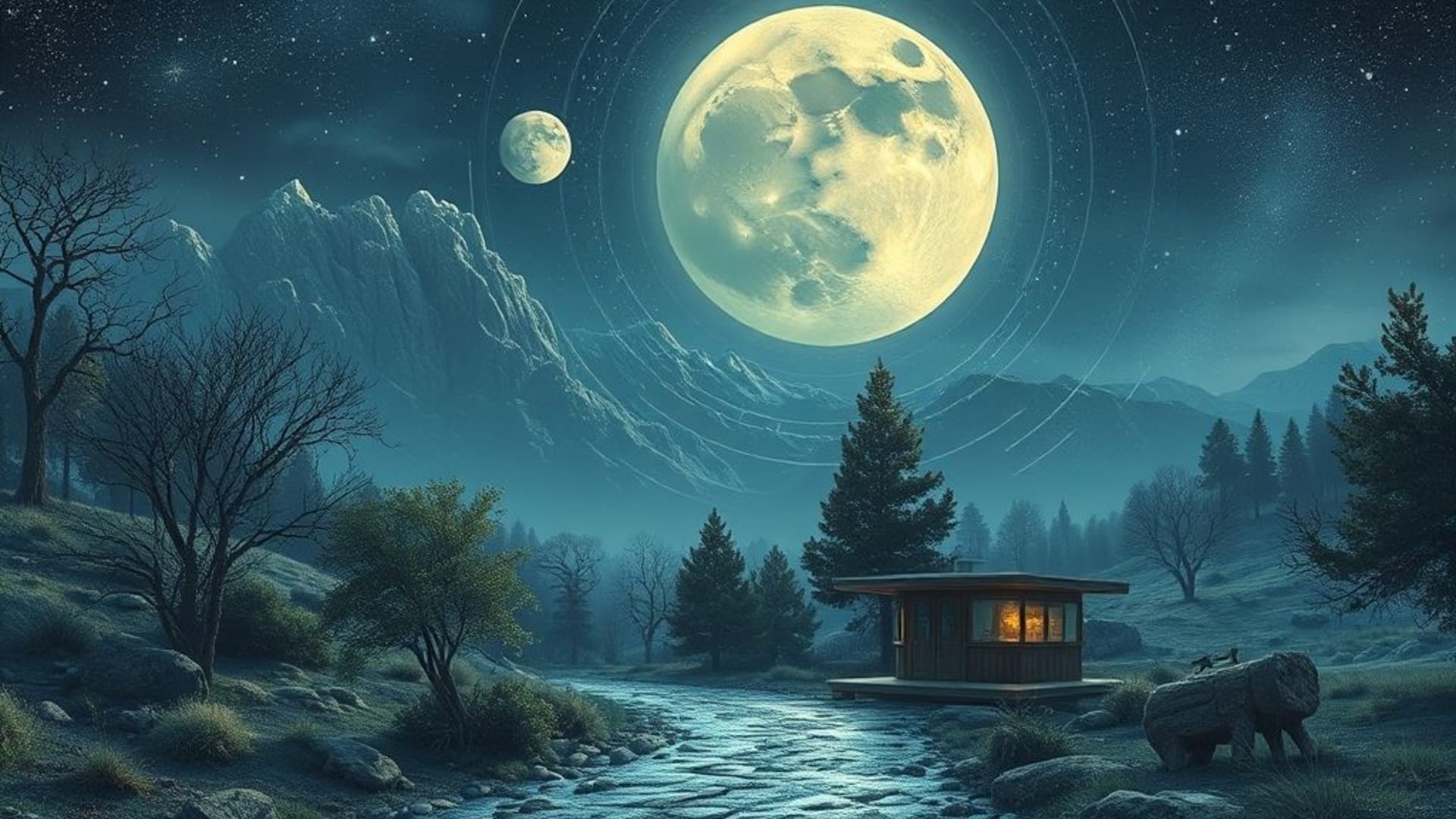 paysages lunaires avec cratères et station spatiale futuriste