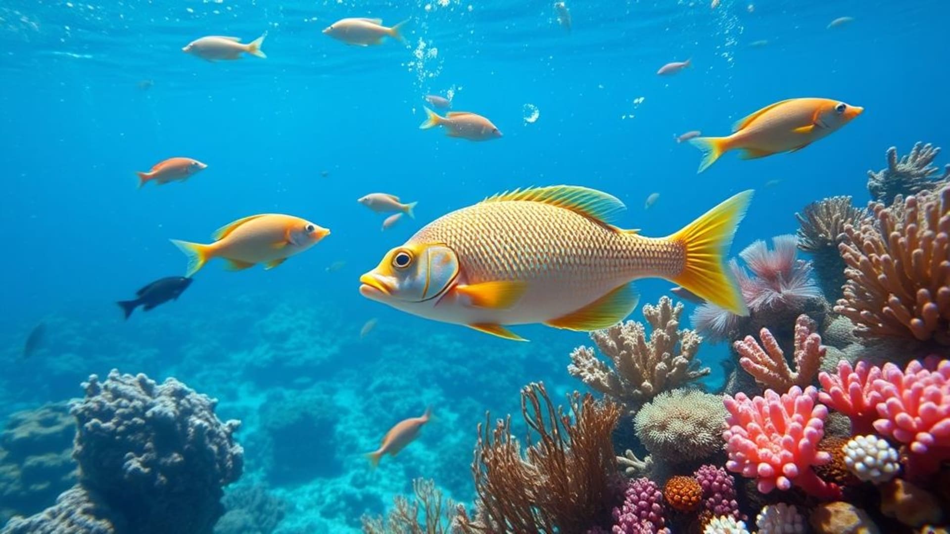 vie sous-marine avec poissons colorés et récifs coralliens chatoyants